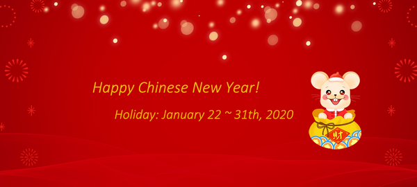 aviso de férias para o ano novo chinês 2020